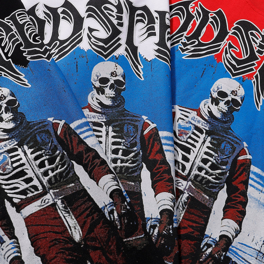 Godspeed T-shirts Sports Car Skull Racer Printed Cotton Casual Short Sleeve Men and Women