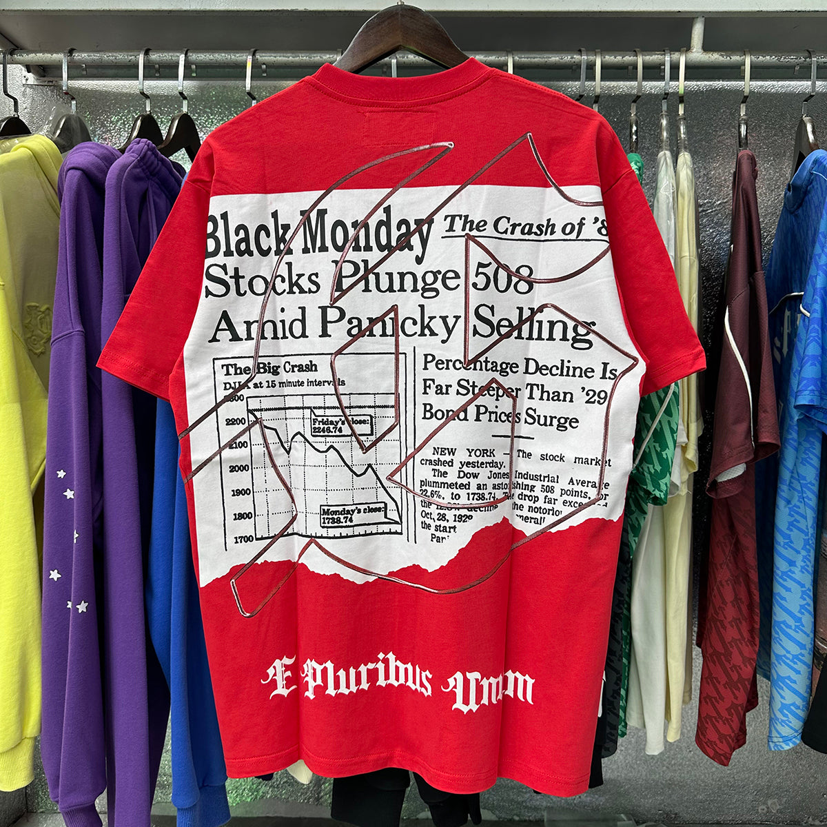 Godspeed T-shirts Newspaper Skull Printing Cotton Casual Short Sleeves Men and Women