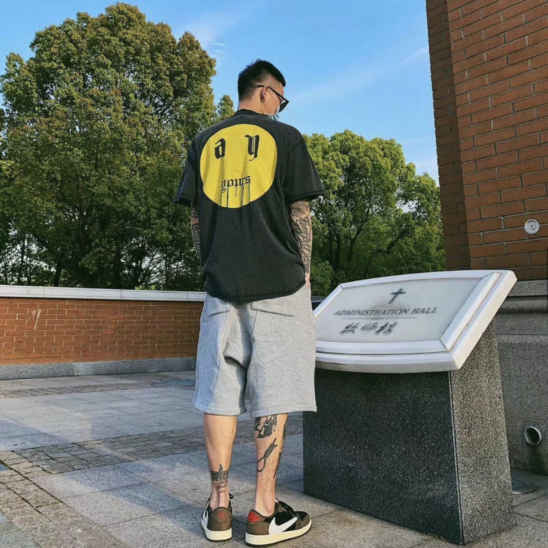 Askyurself T-shirts Smiley Printed Loose Short Sleeve T-shirt