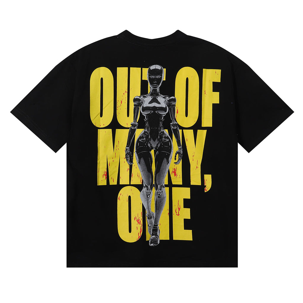 Godspeed T-shirts Technology Robot Printing Cotton Casual Short Sleeve Men and Women