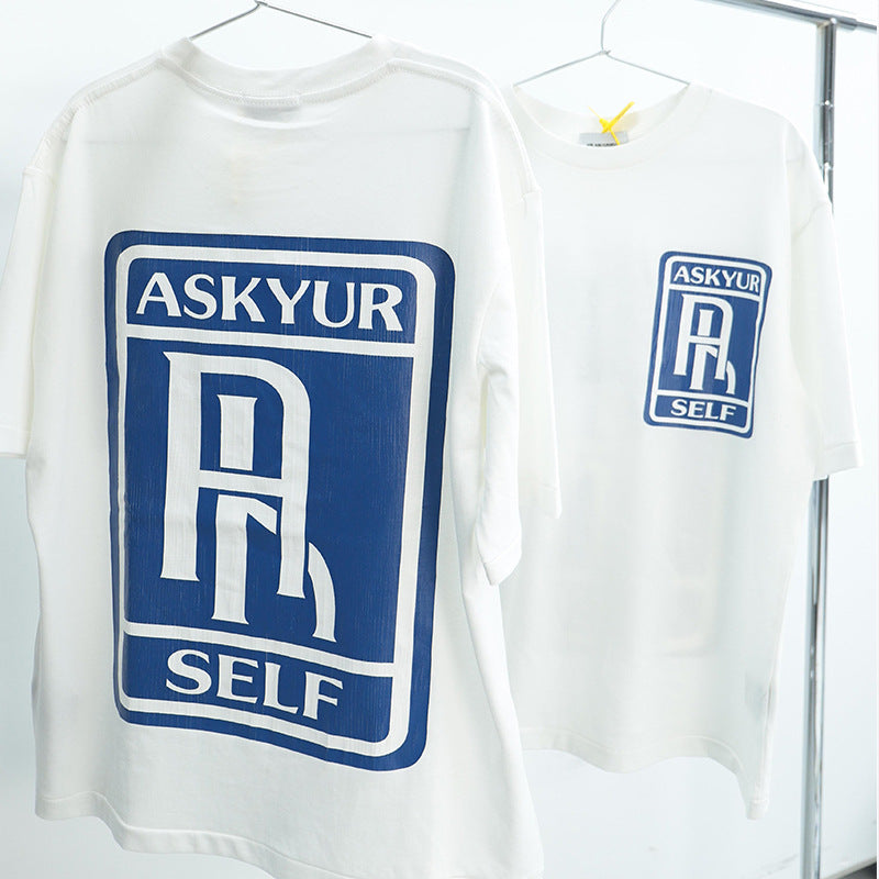 Askyurself T-shirts 10 Th Anniversary Klein Blue Letters Logo Burst Printing