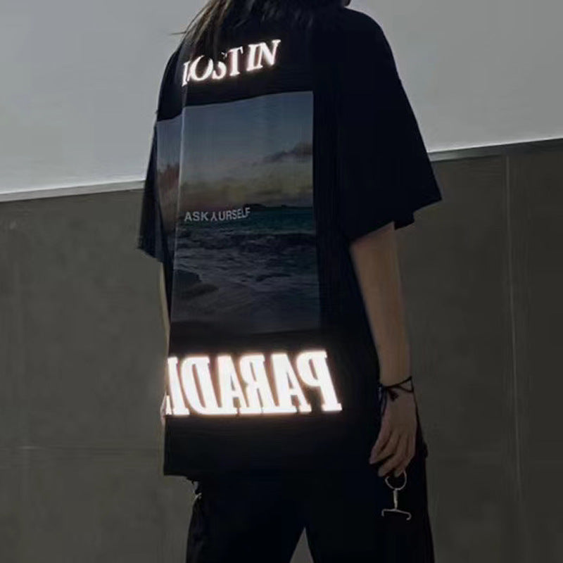 Askyurself T-shirts Short Sleeve Worn Looking Washed-out T-shirt Men and Women