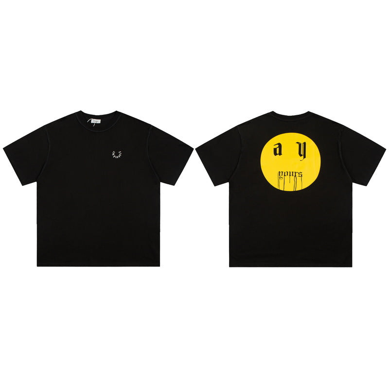 Askyurself T-shirts Smiley Printed Loose Short Sleeve T-shirt
