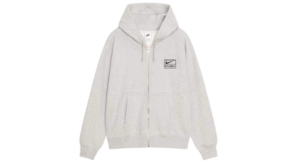 Stussy x Nike Fleece Zip Hoodie Heather Grey (FW25)
