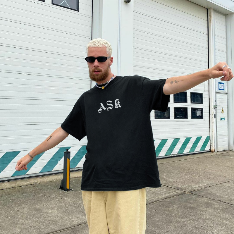 Askyurself T-shirts Summer Loose Men's Fog Short Sleeve T-shirt Summer