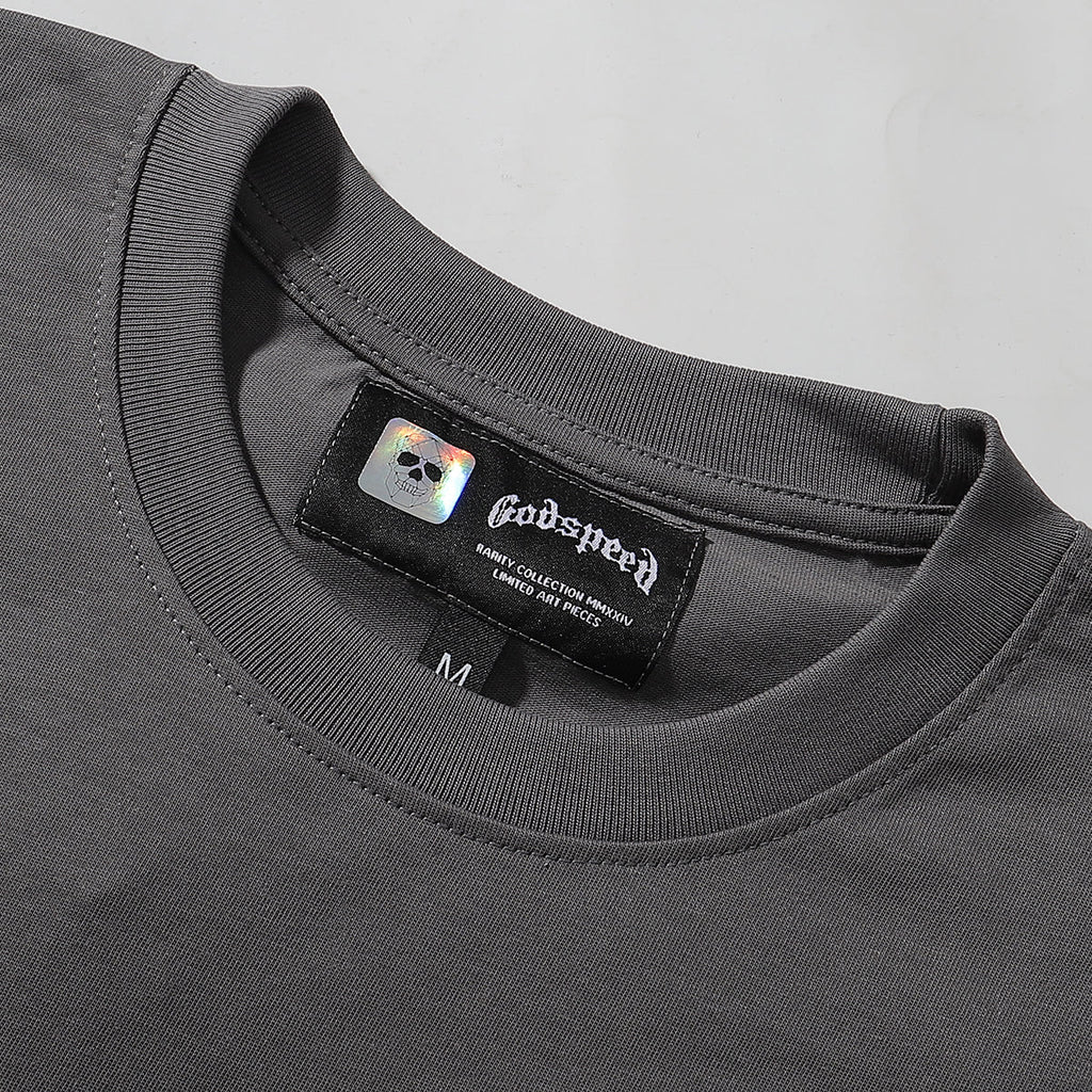 Godspeed T-shirts Street View Rose Print Cotton Casual Short Sleeve Men and Women