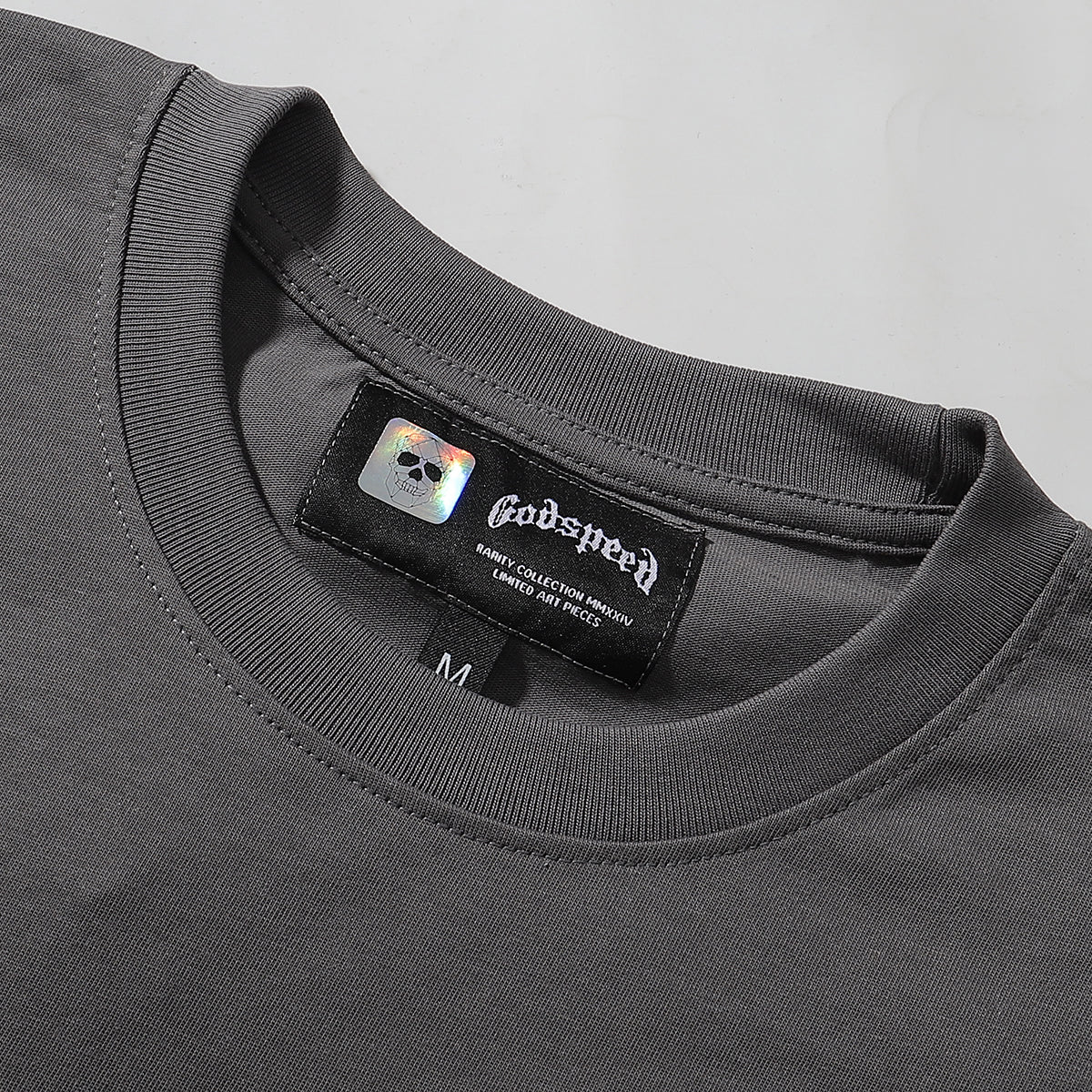 Godspeed T-shirts Street View Rose Print Cotton Casual Short Sleeve Men and Women