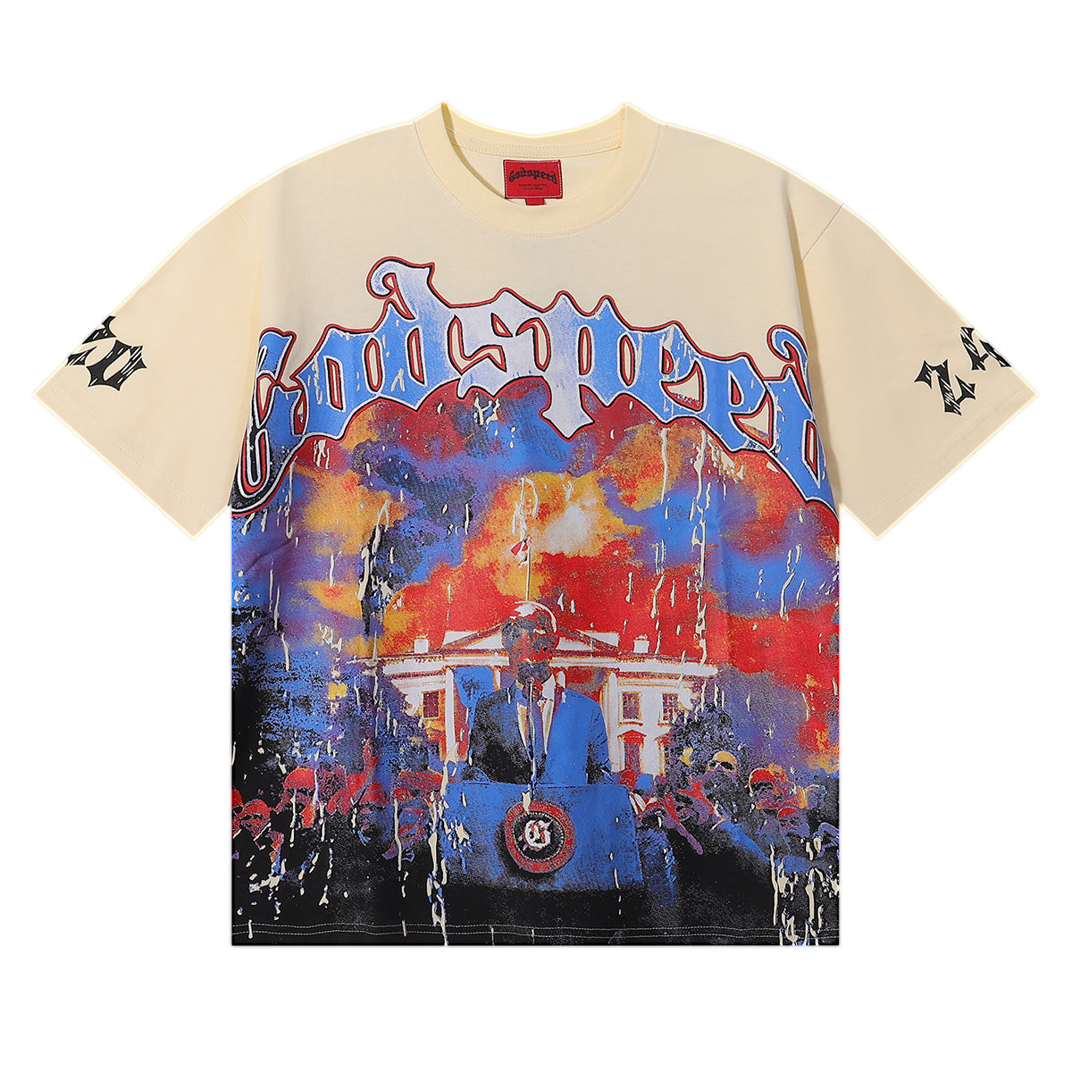 Godspeed T-shirts Speech Skull Printing Cotton Casual Crew Neck Short Sleeve Men and Women