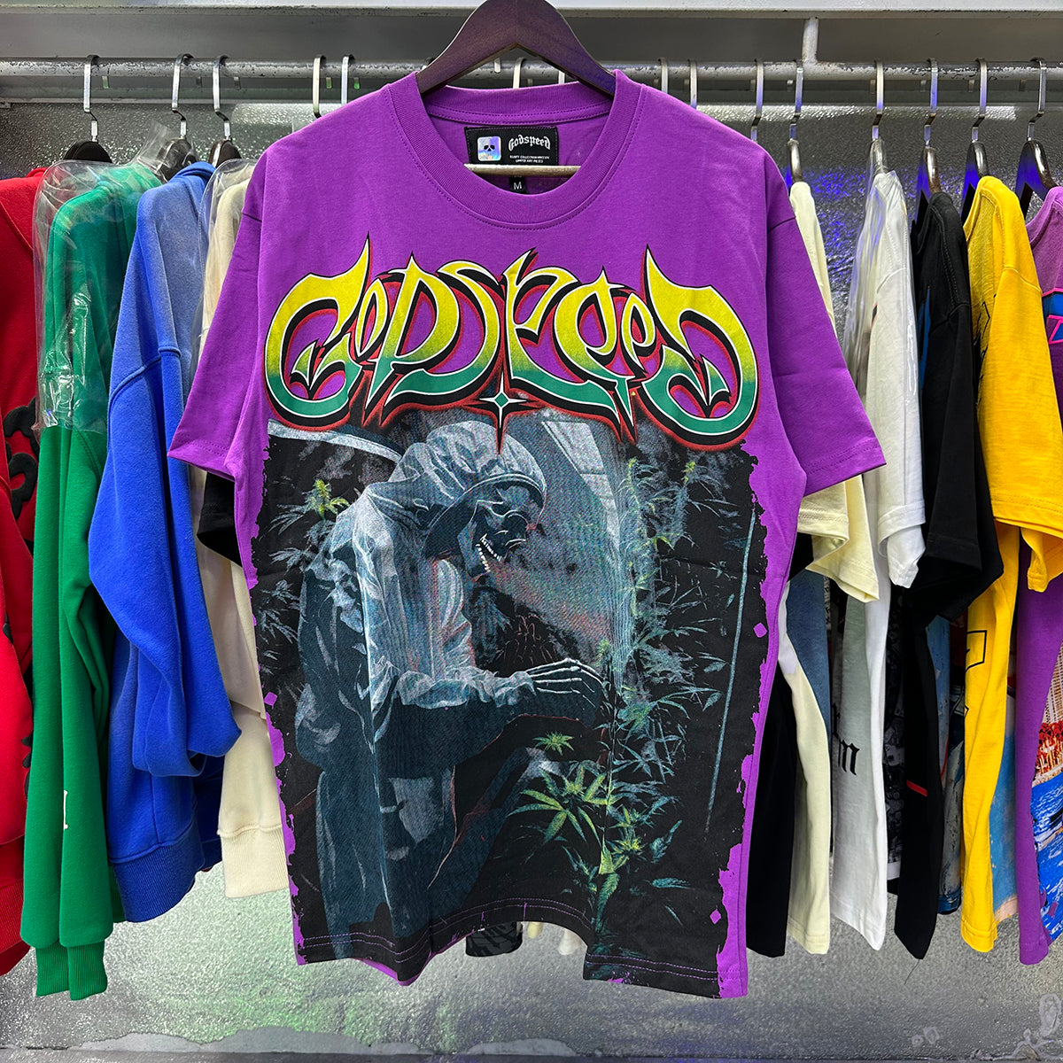 Godspeed T-shirts Biochemical Skull Poppy Print Cotton Casual Short Sleeve Men and Women